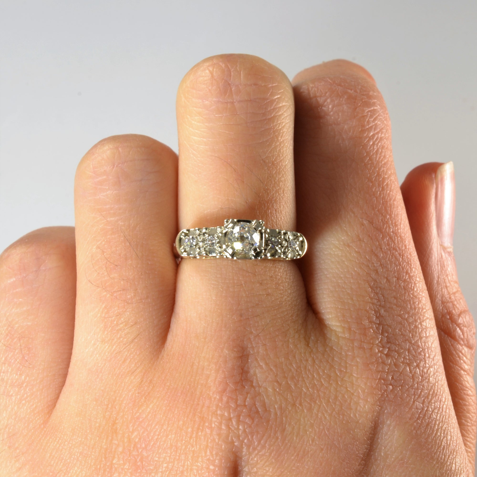 High Set Vintage Diamond Ring | 0.39ctw | SZ 5.75 |