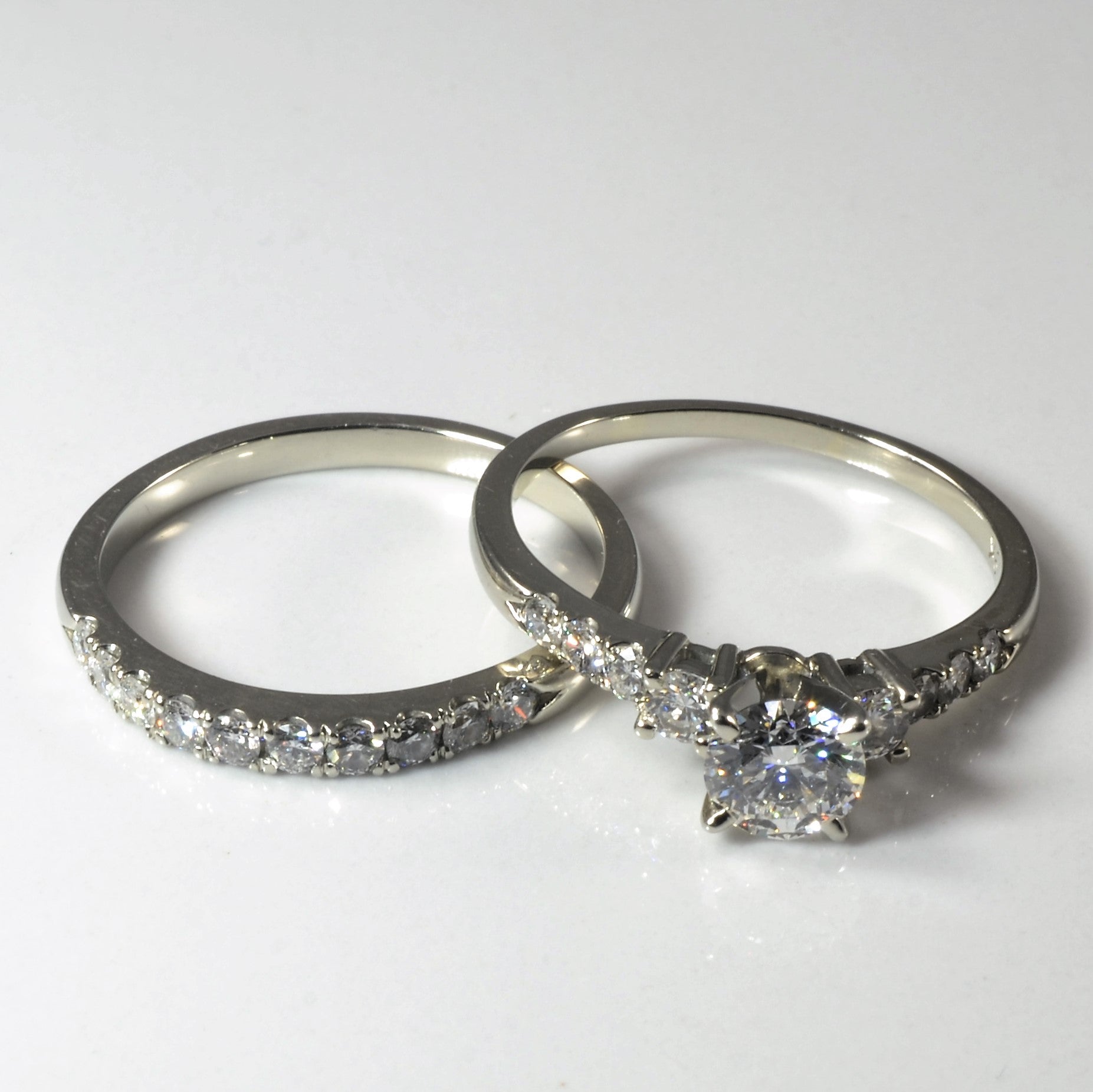 Classic White Gold Diamond Wedding Set | 1.59ctw | SZ 9.75 |