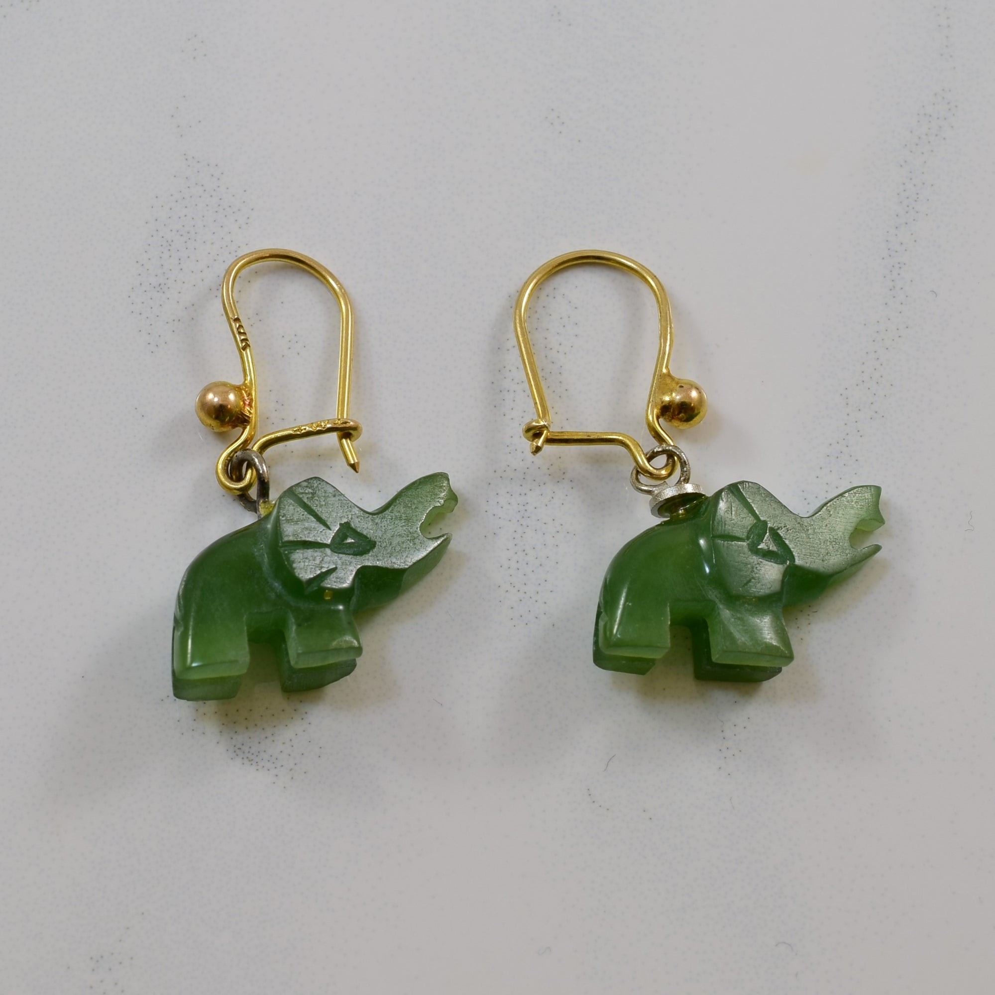 Nephrite Jade Elephant Earrings | 11.65ctw |