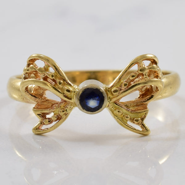 1980s Blue Sapphire Bow Ring  | 0.10ct | SZ 8.5 |