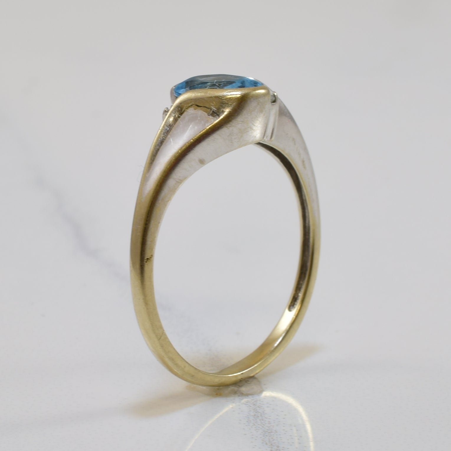 Blue Topaz & Diamond Bypass Ring | 0.90ct, 0.01ctw | SZ 7.25 |