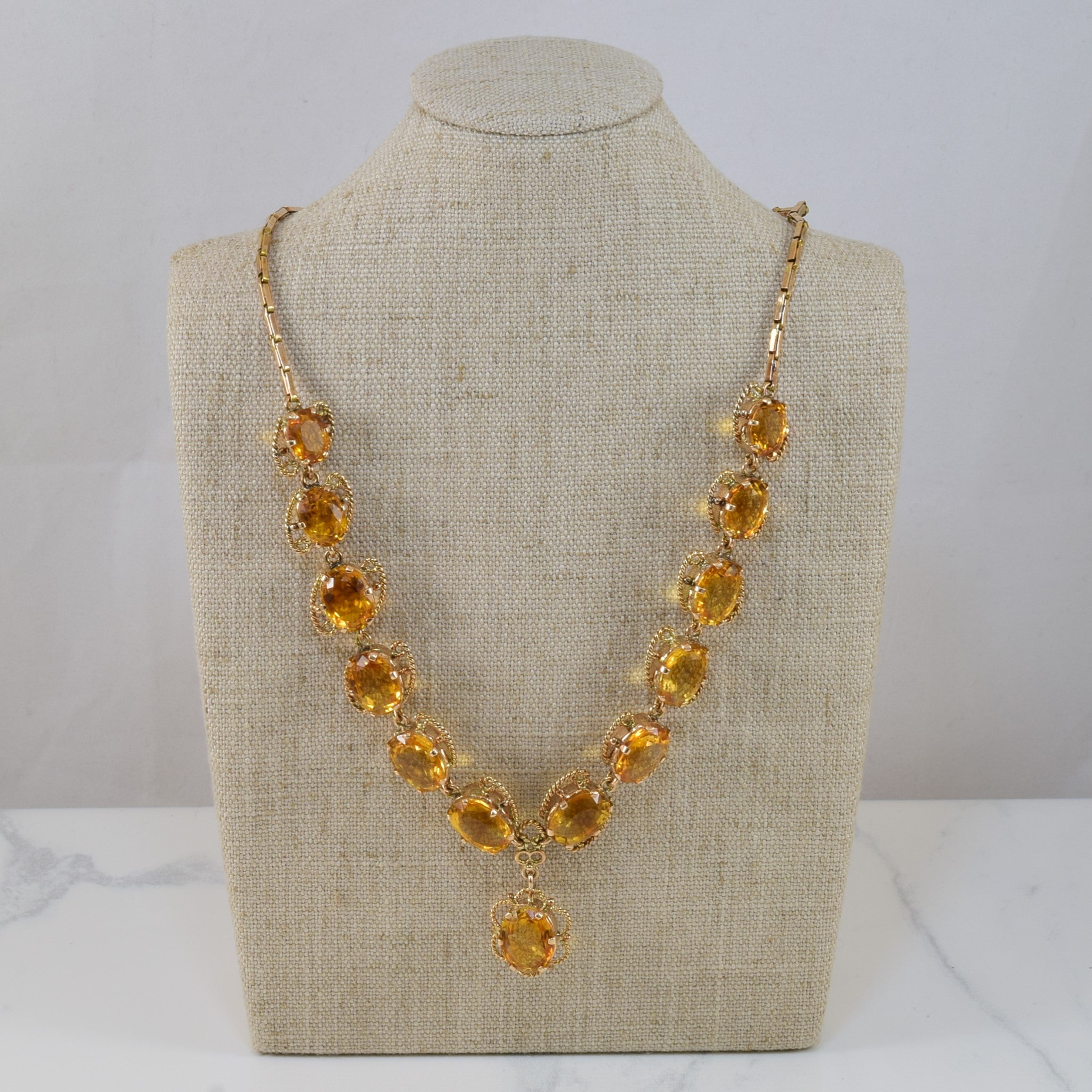 Filigree Citrine Drop Necklace | 45.0ctw | 17" |