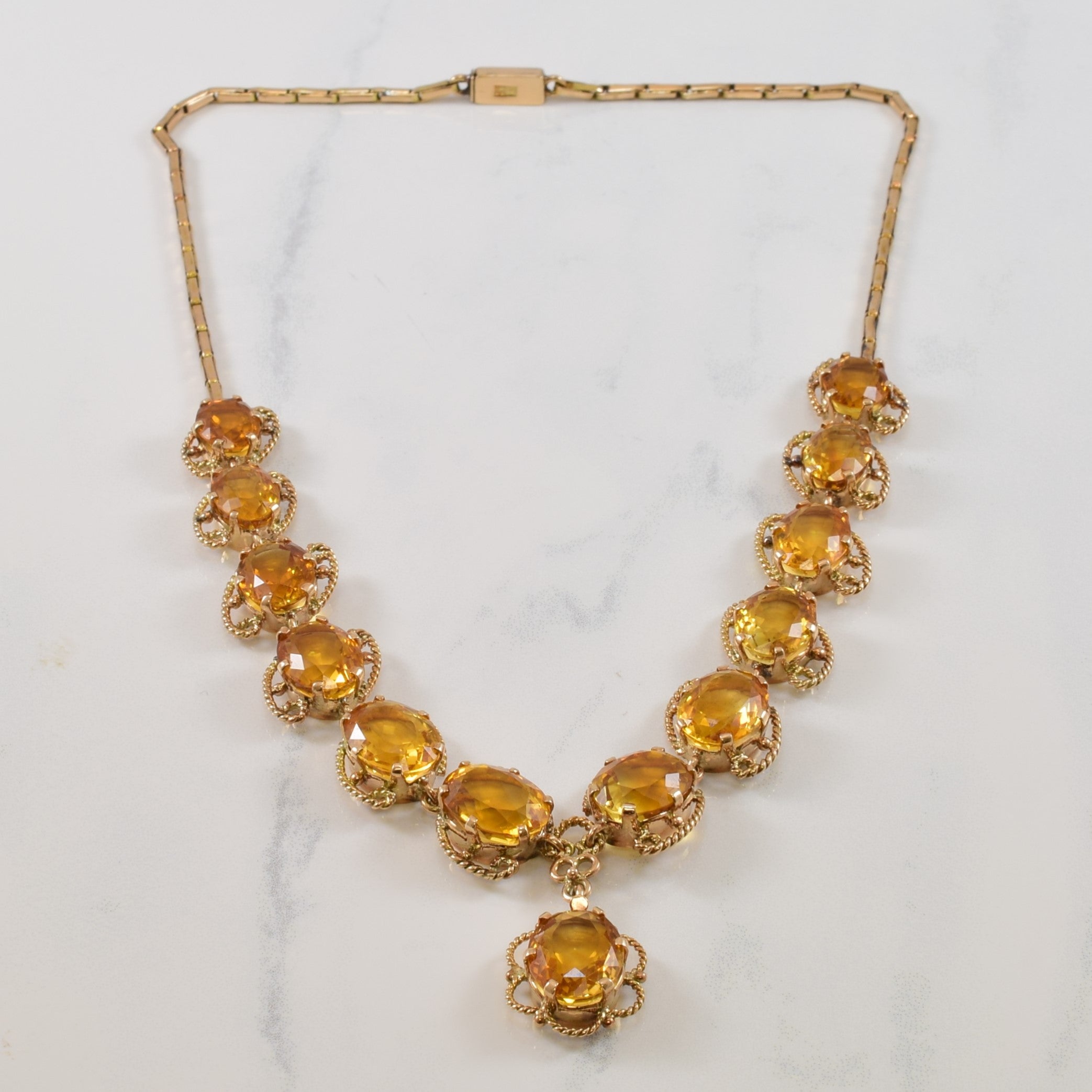 Filigree Citrine Drop Necklace | 45.0ctw | 17" |