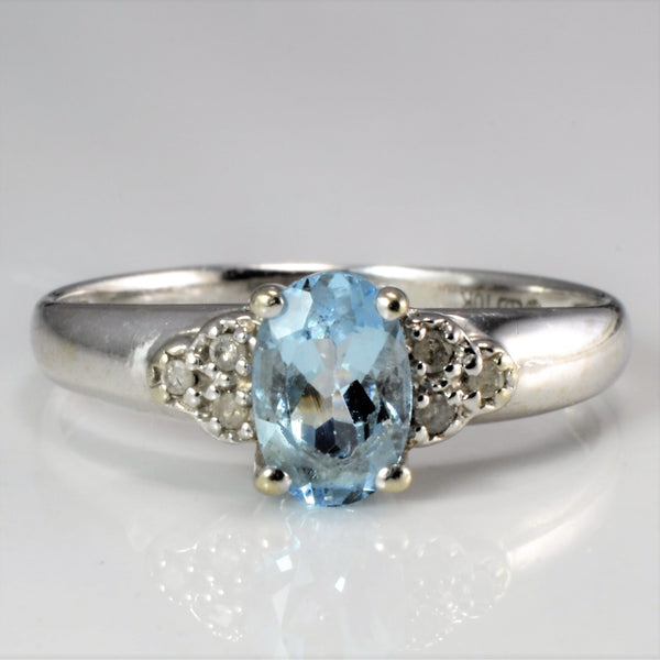 Aquamarine & Diamond Petite Ring | 0.03 ctw, SZ 4 |