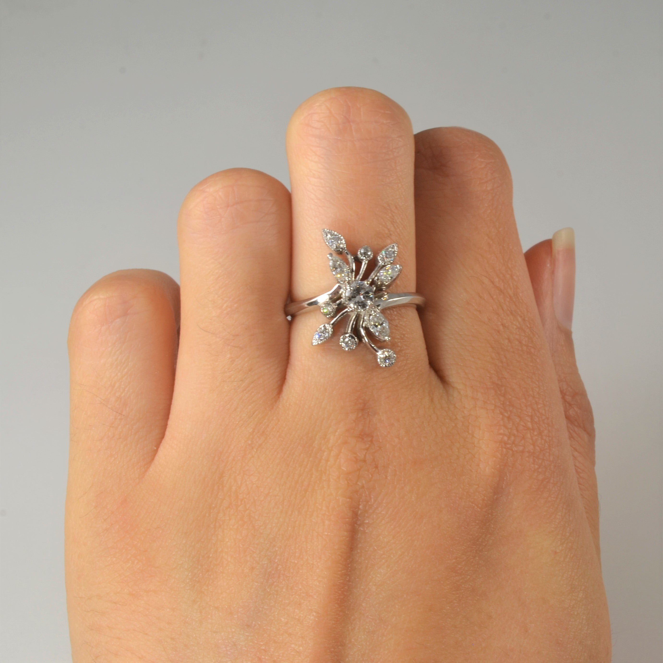 Floral Design Diamond Ring | 0.57ctw | SZ 6.75 |