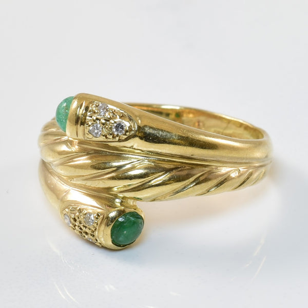 Cabochon Emerald Bypass Ring | 0.34ctw, 0.04ctw | SZ 7.75 |
