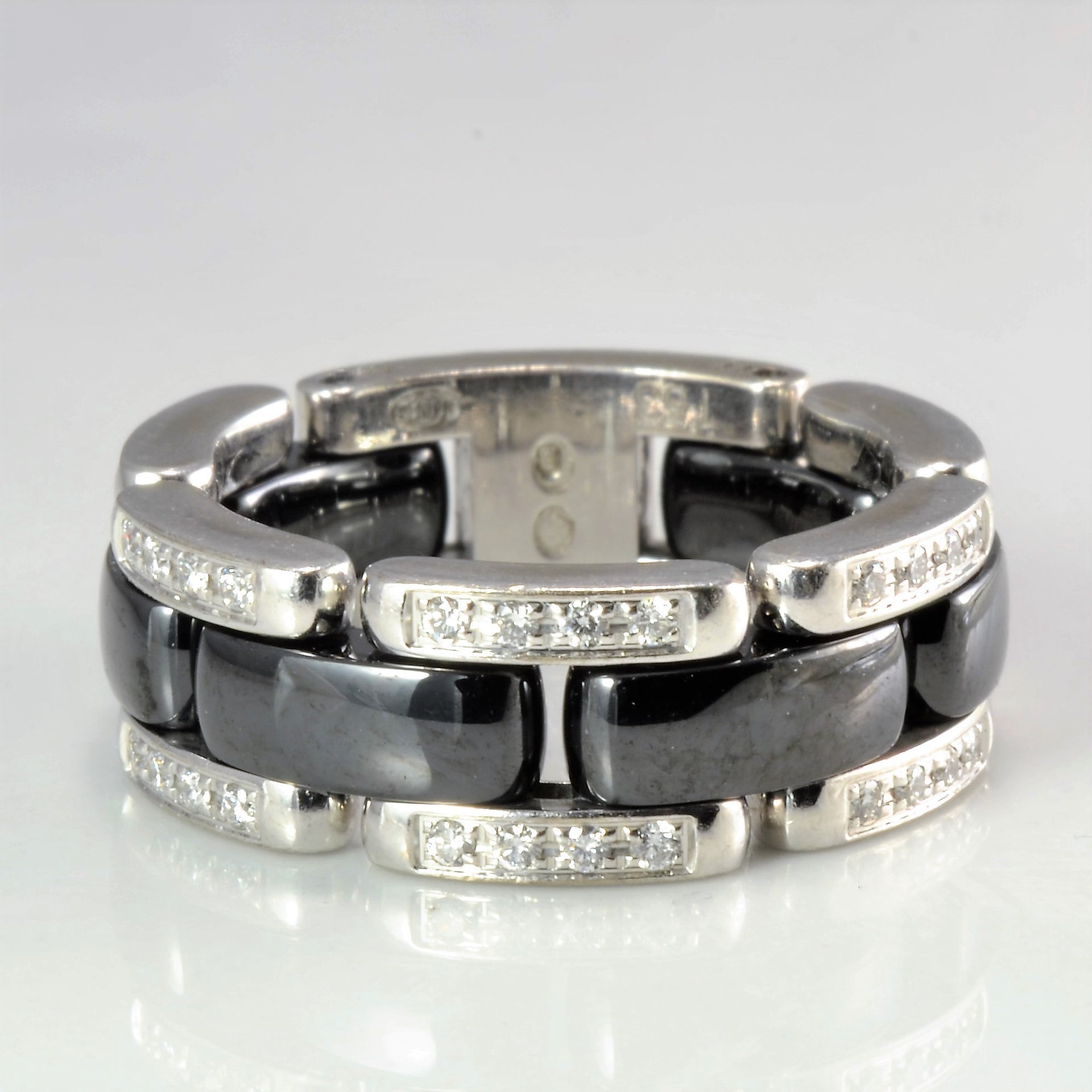 CHANEL Diamond & Black Ceramic Ultra Ring | 0.20 ctw, SZ 6.75 