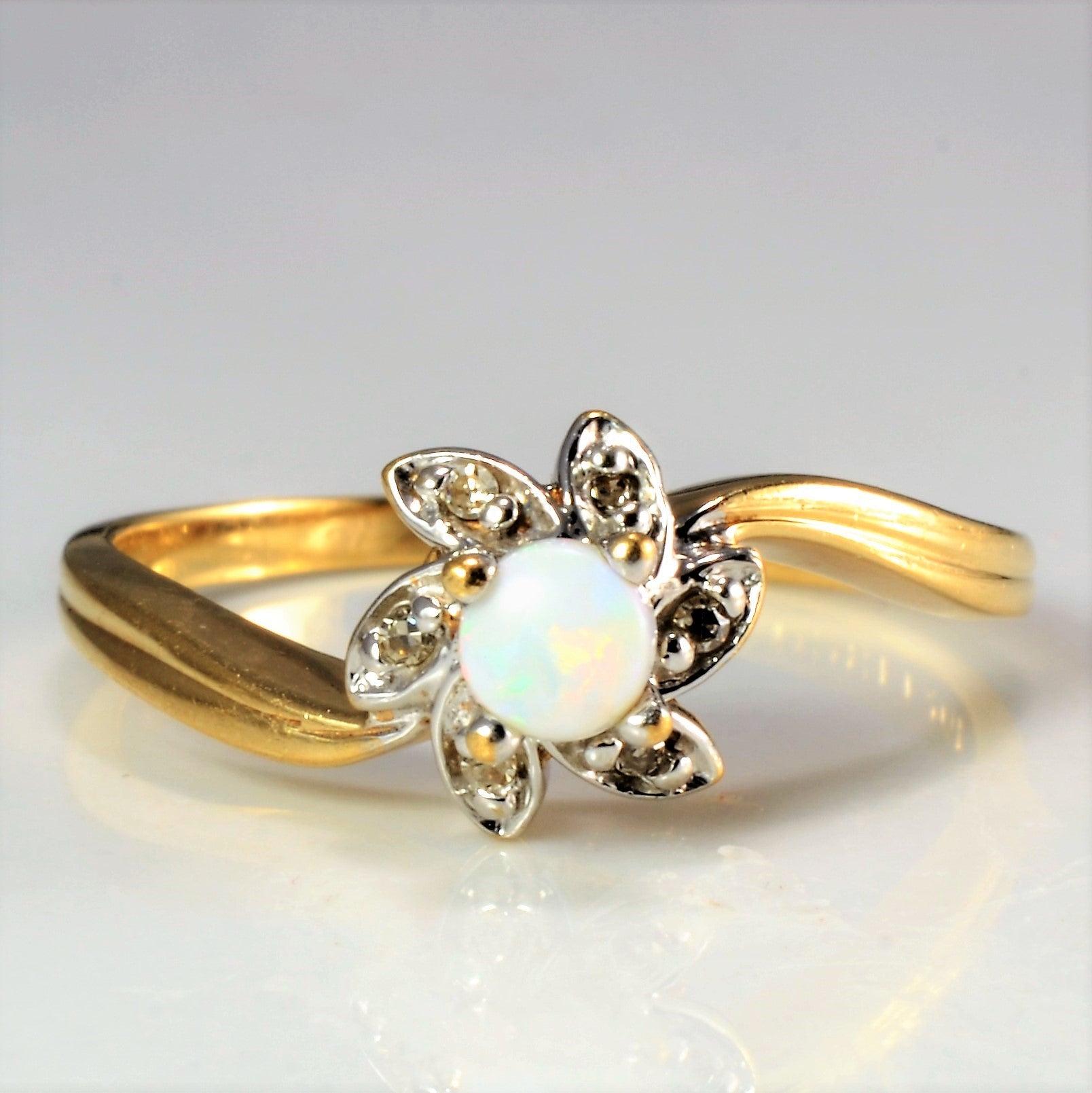 Flower Opal & Diamond Ring | 0.03 ctw, SZ 5.75 |