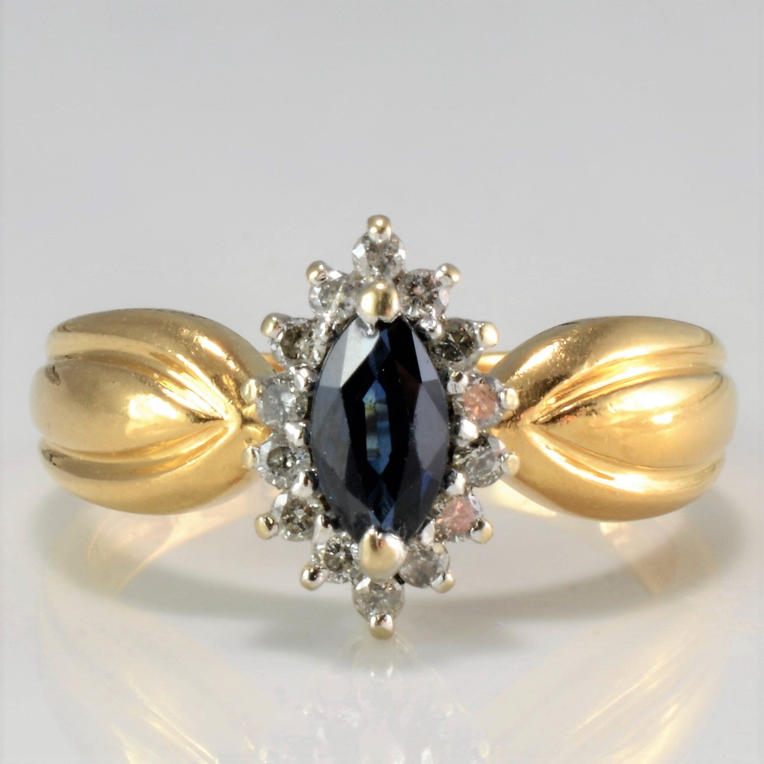 Marquise Sapphire & Diamond Ladies Cocktail Ring | 0.10 ctw, SZ 6 |