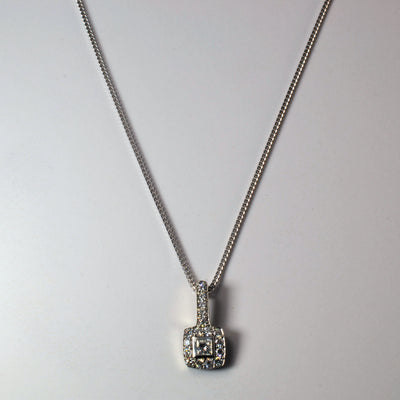 Princess Cut Halo Diamond Necklace | 0.58ctw | 18