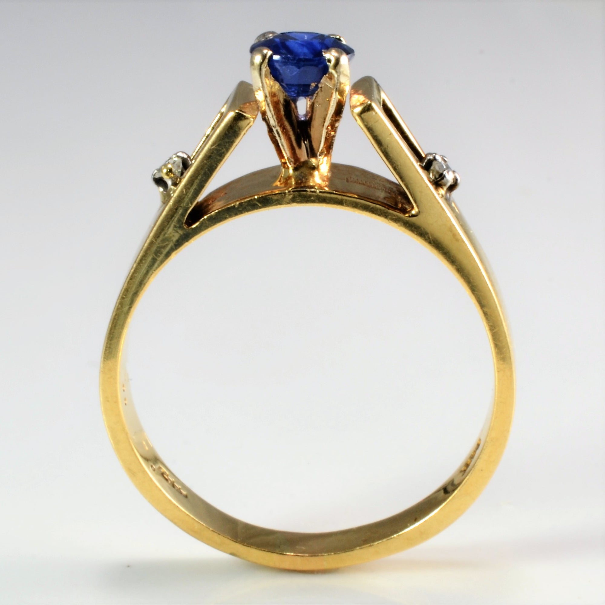Three Stone Sapphire & Diamond Ring | 0.04 ctw, SZ 7 |