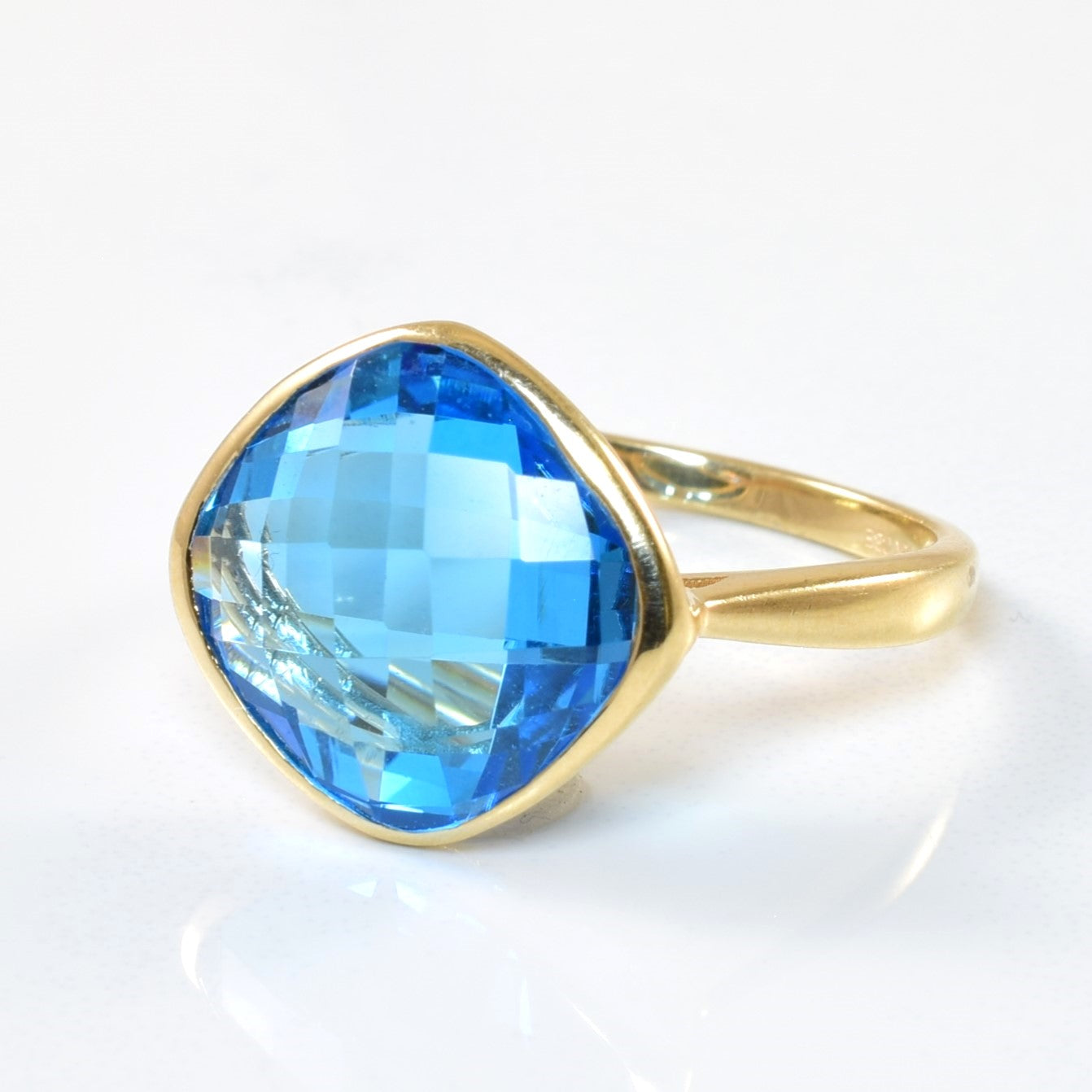 Cushion Cut Blue Topaz Cocktail Ring | 6.50ct | SZ 6.5 |