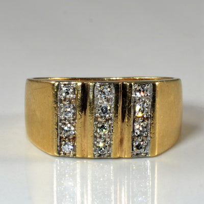 Triple Row Diamond Wide Ring | 0.18ctw | SZ 8.25 |