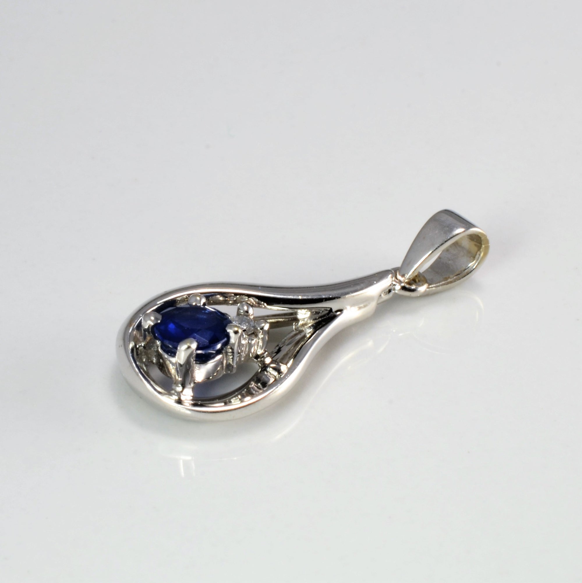Sapphire & Diamond Tear Drop Pendant | 0.01 ctw |