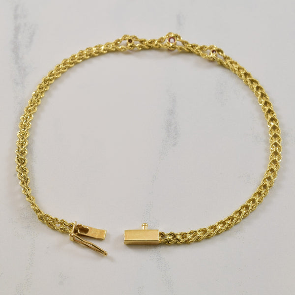 Ruby Rope Chain Bracelet | 0.12ctw | 7.25