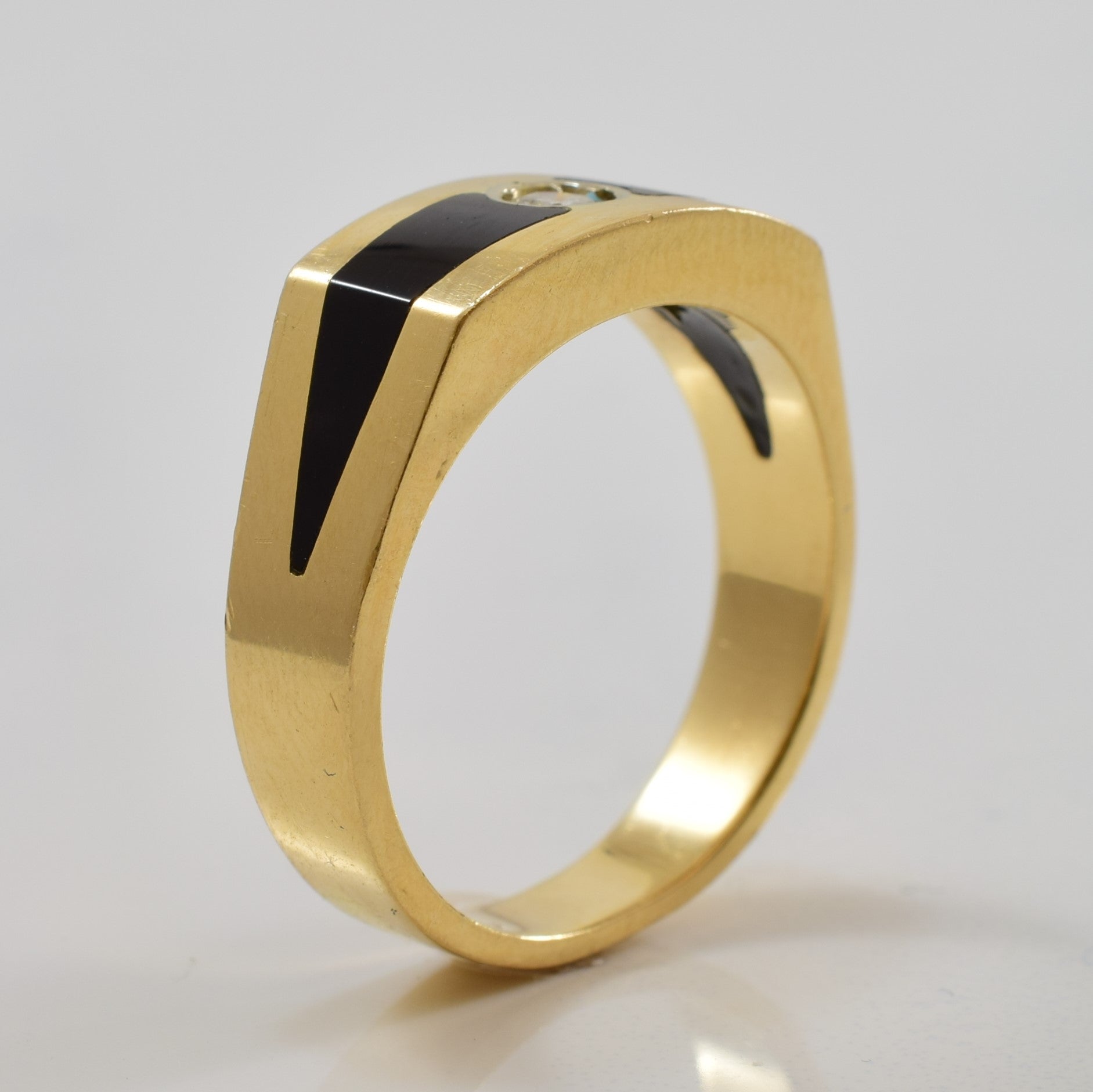 Free Form Black Onyx & Diamond Ring | 1.50ctw, 0.15ct | SZ 9.25 |