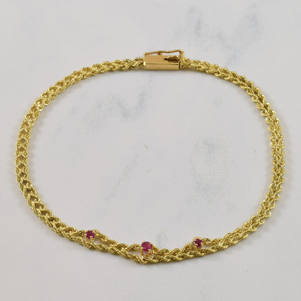 Ruby Rope Chain Bracelet | 0.12ctw | 7.25