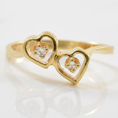 Double Heart Diamond Ring | 0.04ctw | SZ 6 |