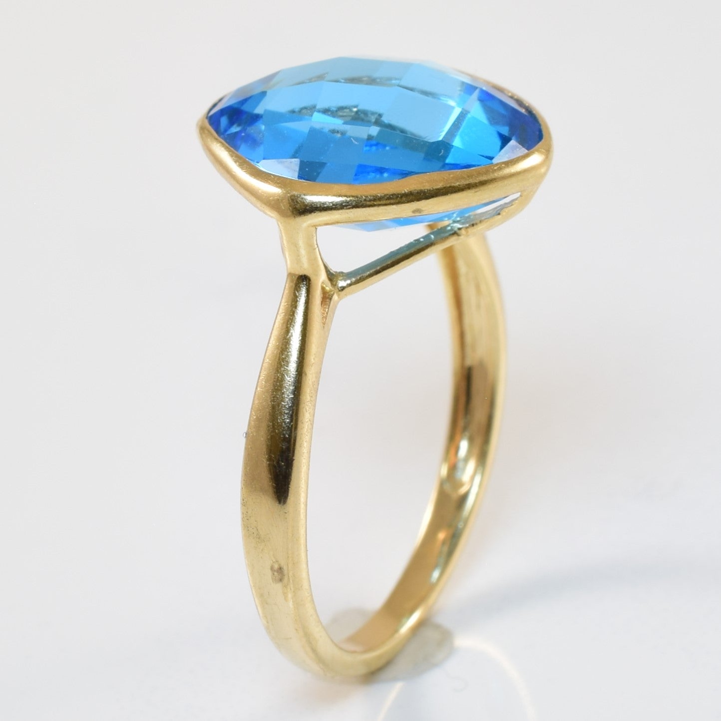 Cushion Cut Blue Topaz Cocktail Ring | 6.50ct | SZ 6.5 |