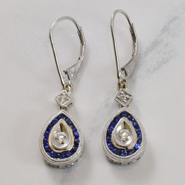 Art Deco Inspired Sapphire Drop Earrings | 0.42ctw, 0.16ctw |