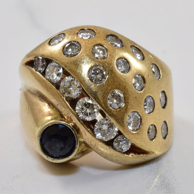 Diamond & Blue Sapphire Cocktail Ring | 1.25ctw, 0.48ct | SZ 7 |