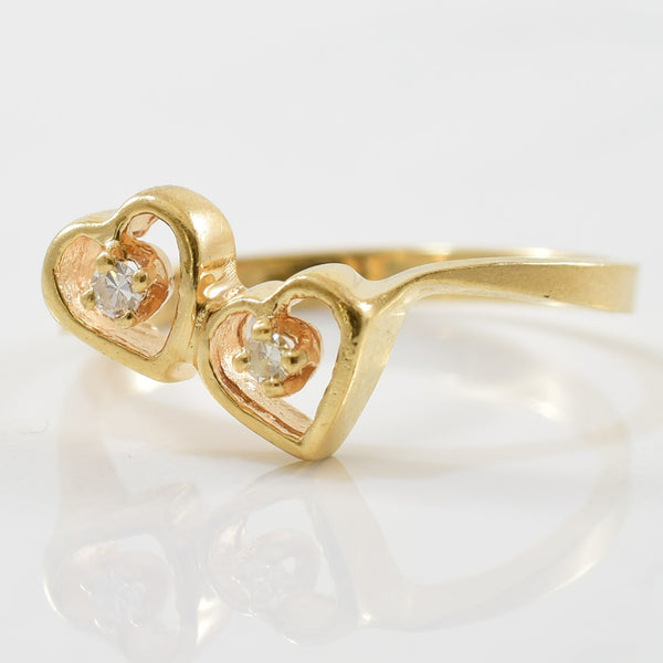 Double Heart Diamond Ring | 0.04ctw | SZ 6 |