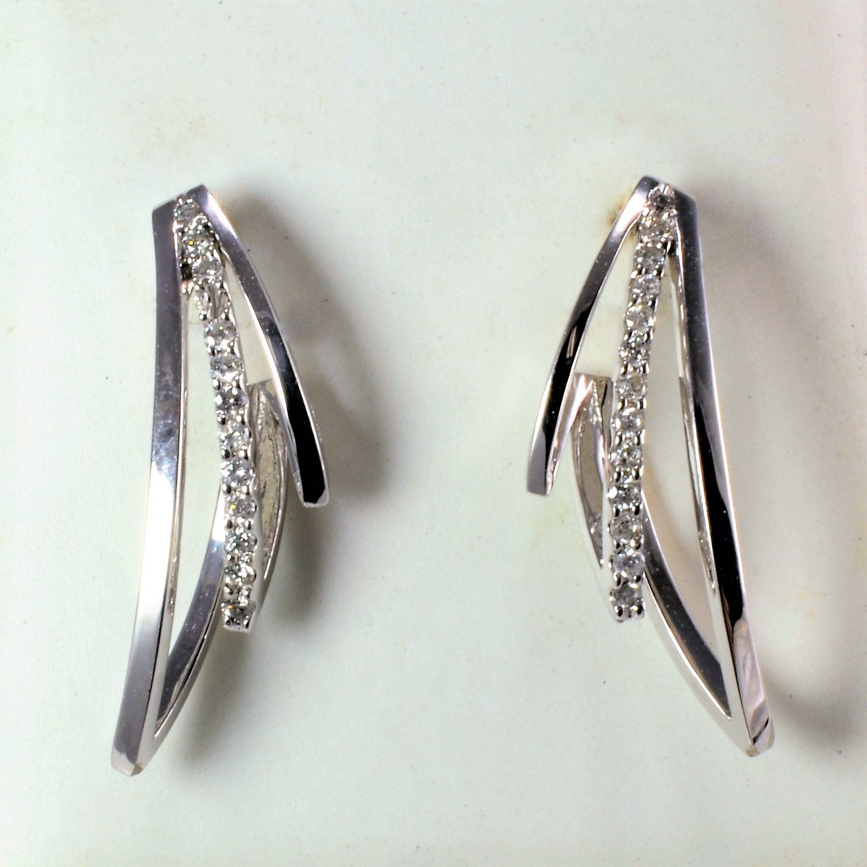 Pave Diamond Textured Earrings | 0.26 ctw |
