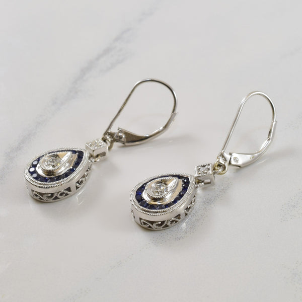 Art Deco Inspired Sapphire Drop Earrings | 0.42ctw, 0.16ctw |