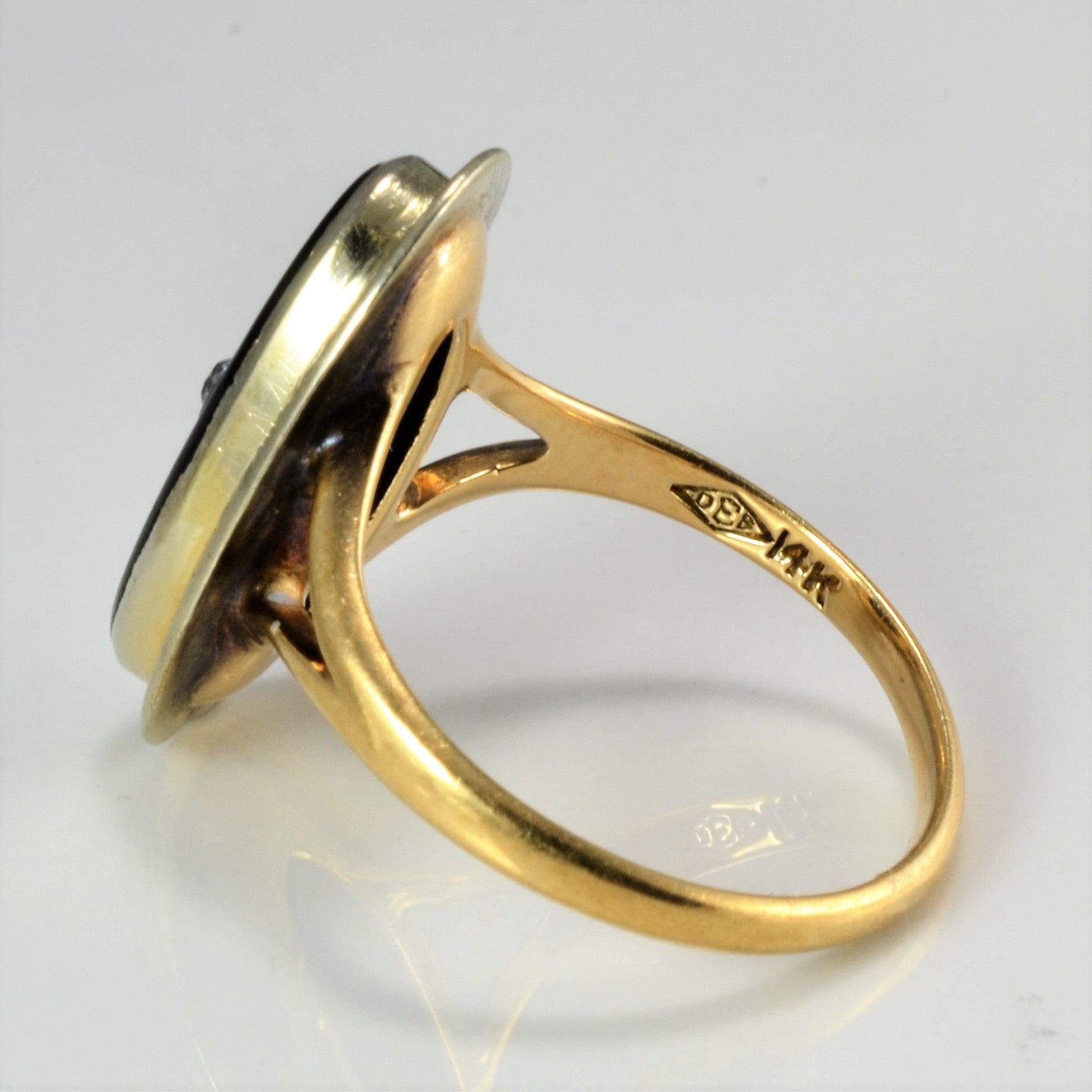 Bezel Set Onyx & Diamond Ring | 0.05 ct, SZ 5.75 |