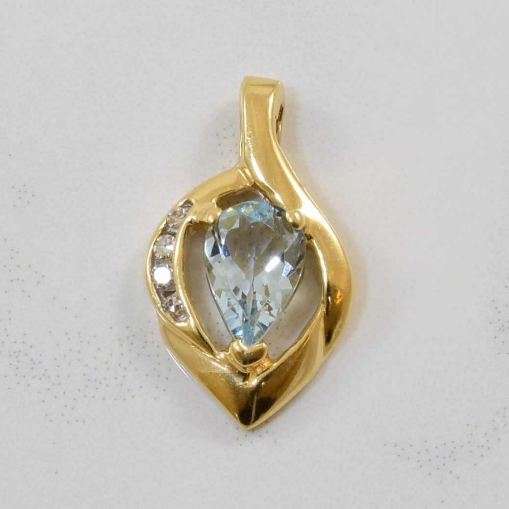 Aquamarine & Diamond Drop Pendant | 1.00ct, 0.04ctw |