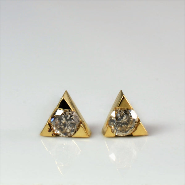 Triangular Bezel Set Diamond Stud Earrings | 0.26 ctw |