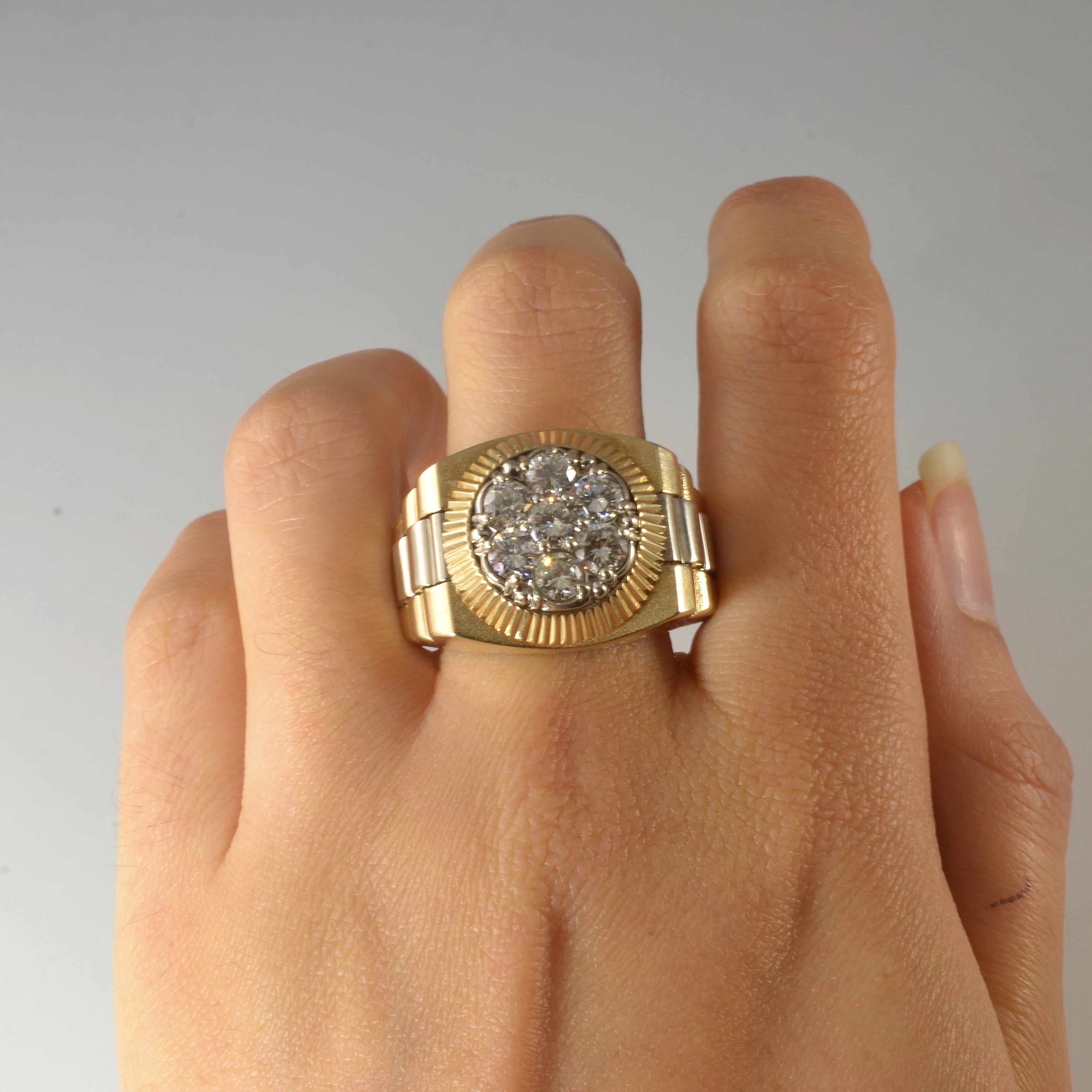 Bague-montre sertie de diamants | 1,75 ct | Taille 14,5 | 