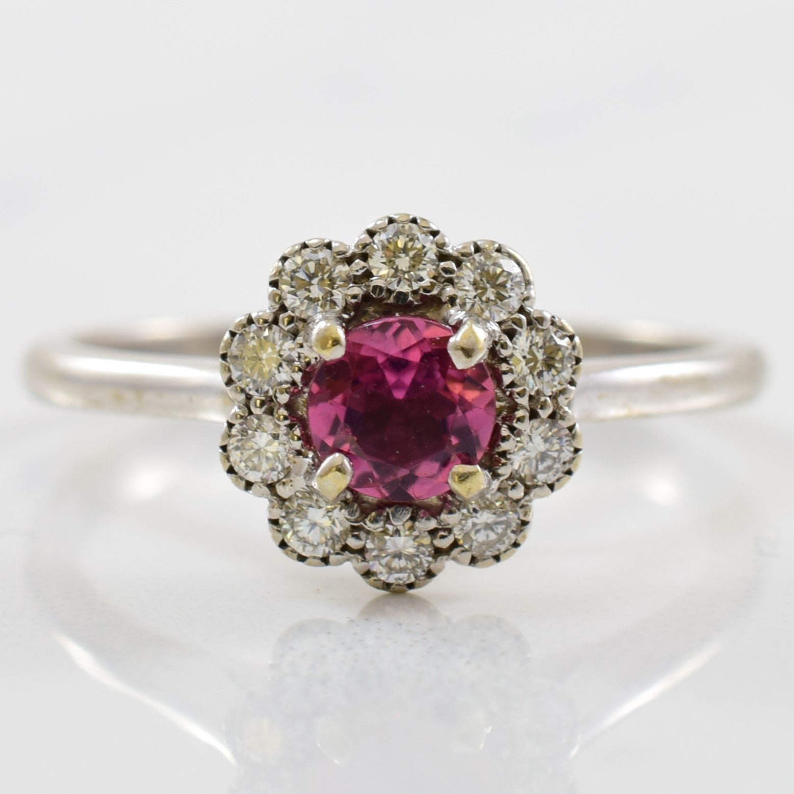 Diamond Halo Tourmaline Ring | 0.22ctw, 0.45ct | SZ 8.5 |