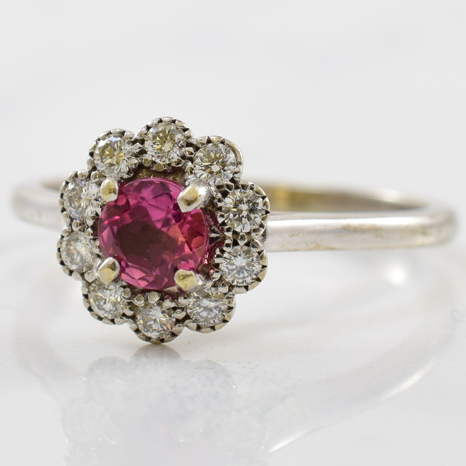 Diamond Halo Tourmaline Ring | 0.22ctw, 0.45ct | SZ 8.5 |