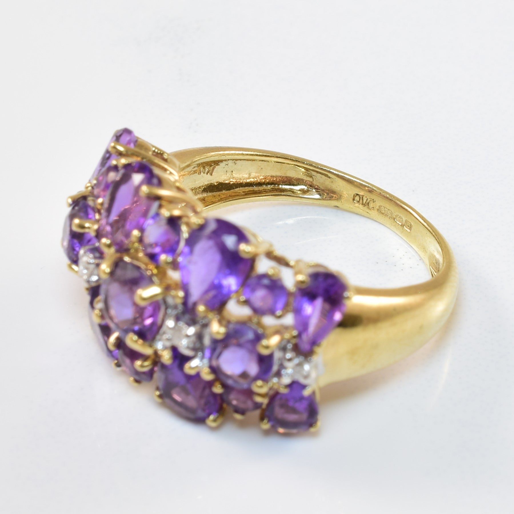 Amethyst & Diamond Cluster Ring | 4.00ctw, 0.04ctw | SZ 6.5 |