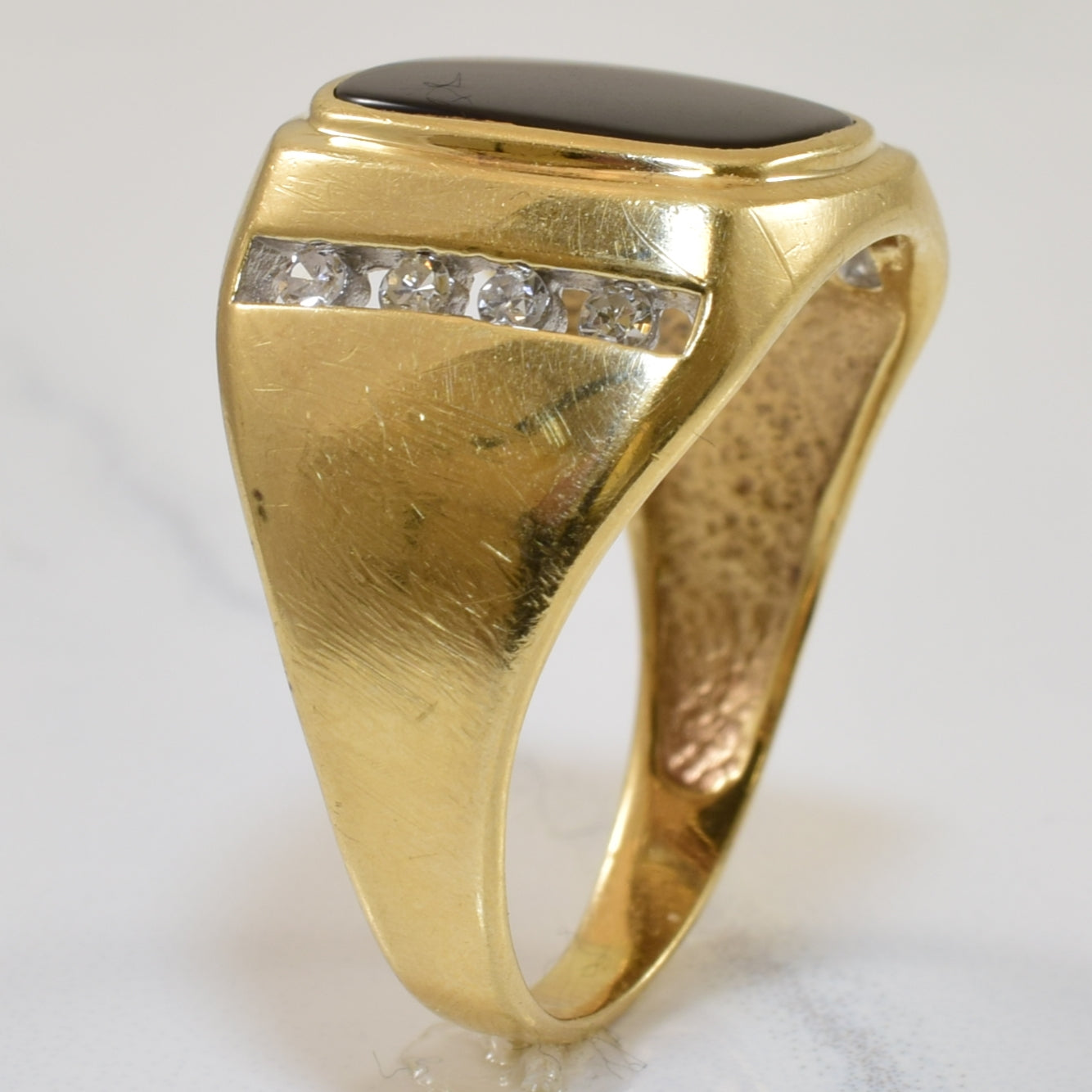 Black Onyx & Pave Set Diamonds | 3.00ct, 0.16ctw | SZ 9.75 |