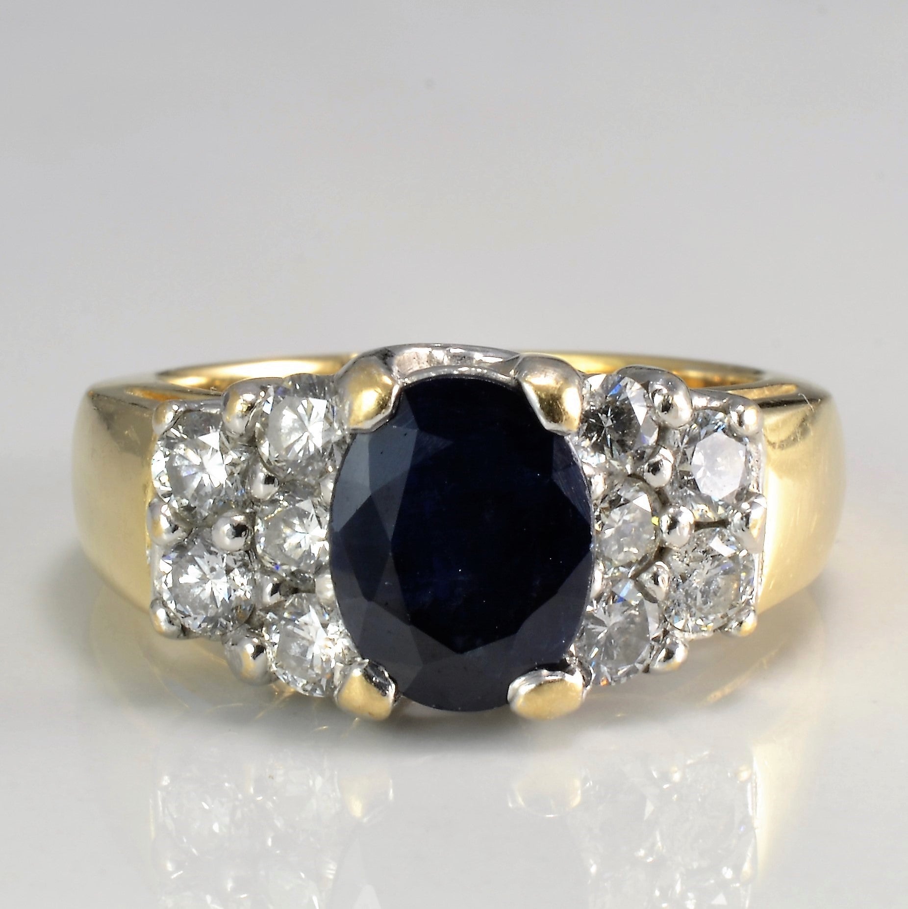 Sapphire & Cluster Diamond Ring | 0.80 ctw, SZ 6.75 |