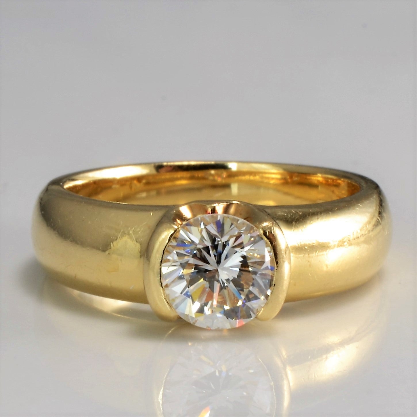 Semi Bezel Set Diamond Engagement Ring | 0.78 ct, SZ 4.75 |