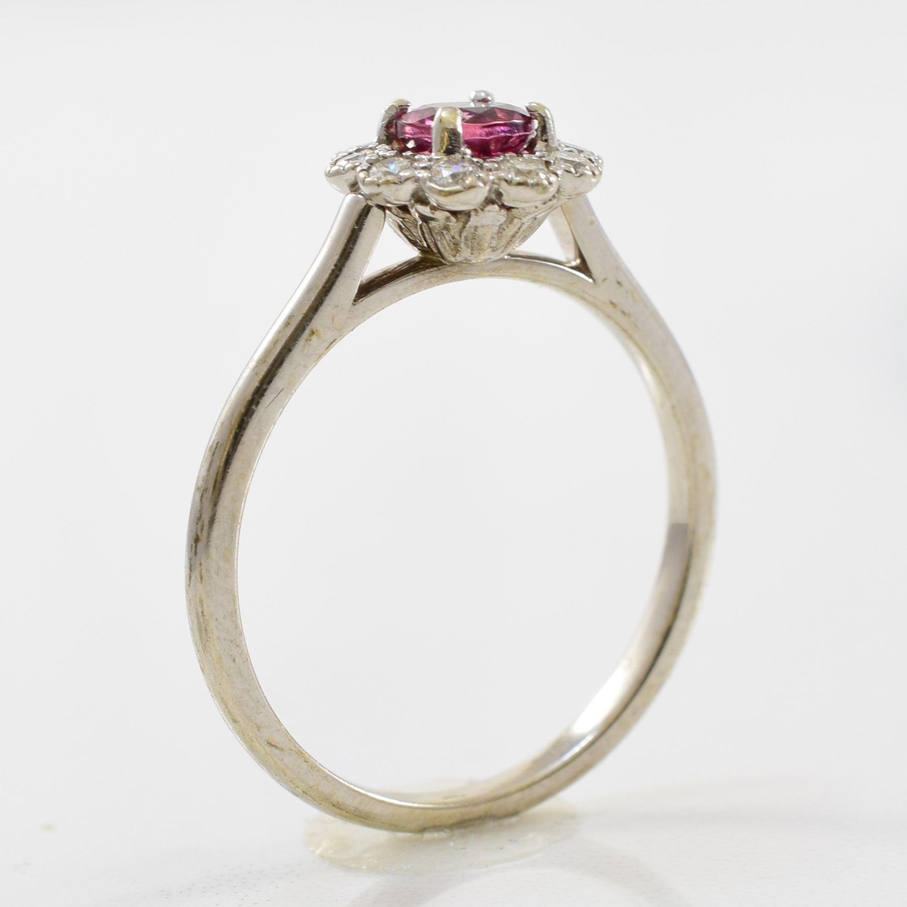 Diamond Halo Tourmaline Ring | 0.22ctw, 0.45ct | SZ 8.5 |