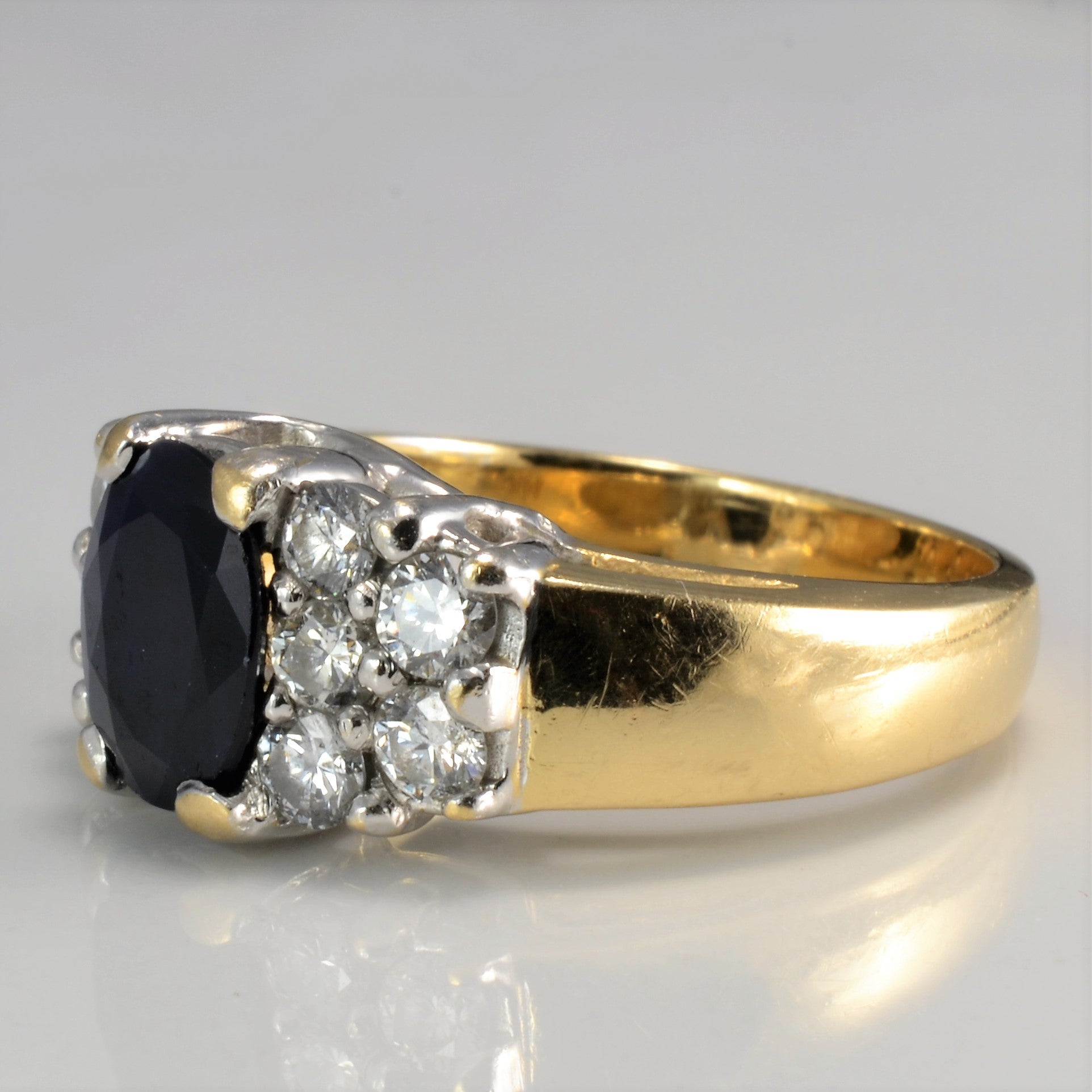 Sapphire & Cluster Diamond Ring | 0.80 ctw, SZ 6.75 |