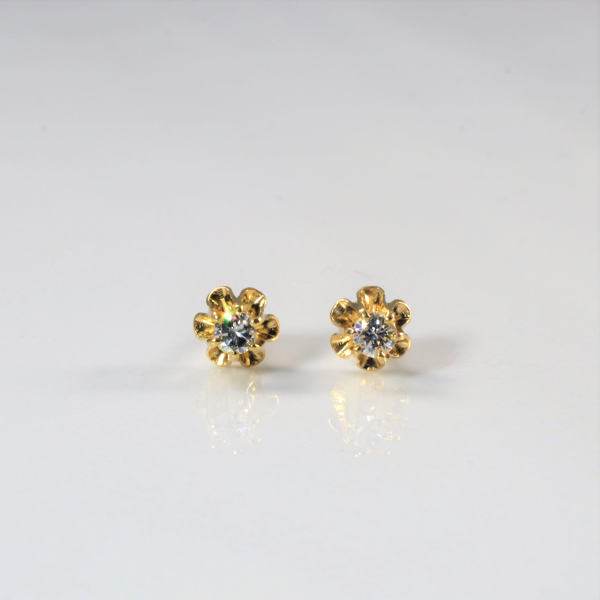 Belcher Set Solitaire Diamond Stud Earrings | 0.15ctw |