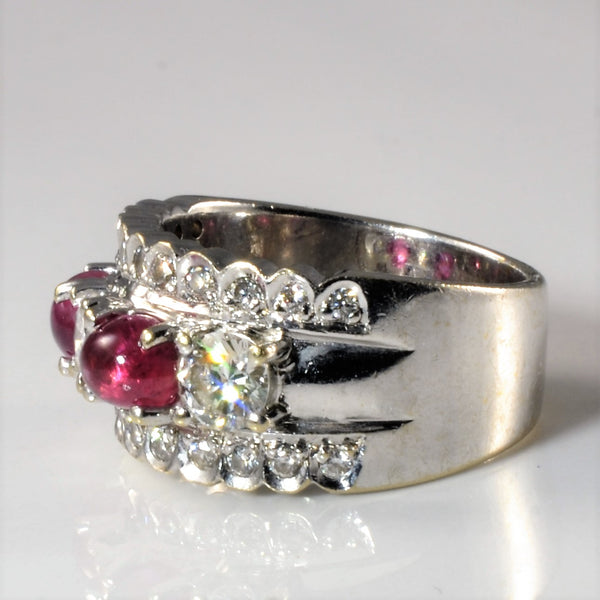 Cabochon Ruby & Diamond Ring | 0.68ctw, 1.00ctw | SZ 4.25 |