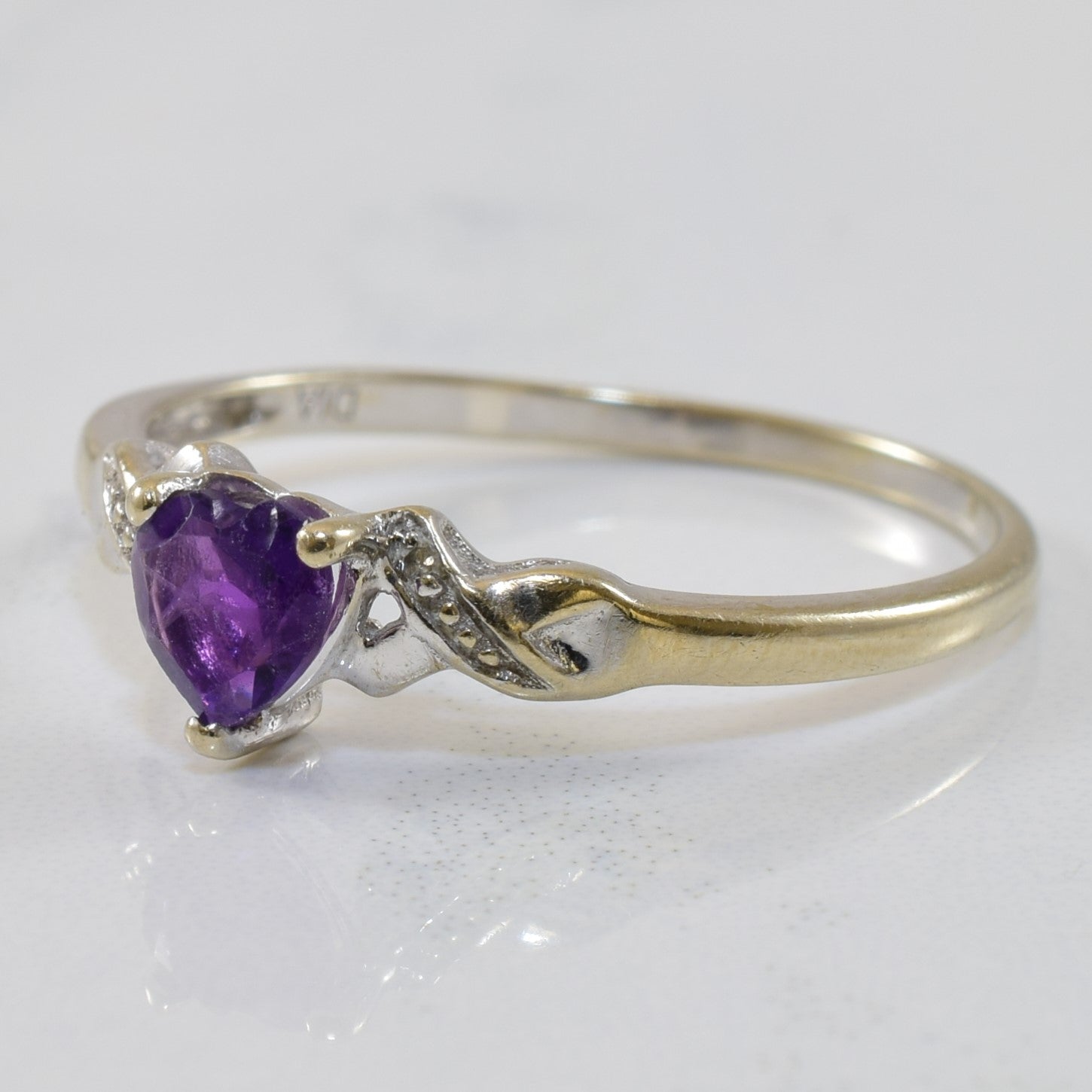 Heart Cut Amethyst & Diamond Bypass Ring | 0.40ct, 0.01ctw | SZ 9 |