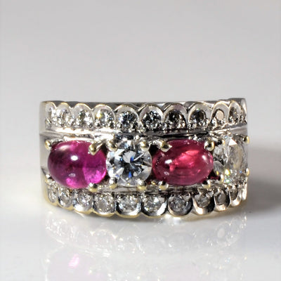 Cabochon Ruby & Diamond Ring | 0.68ctw, 1.00ctw | SZ 4.25 |