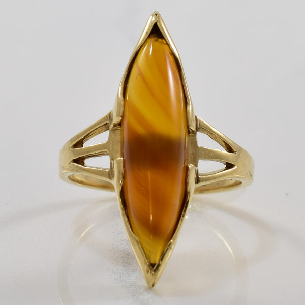 Marquise Cut Chalcedony Navette Ring | 6.00 ct | SZ 6.25 |