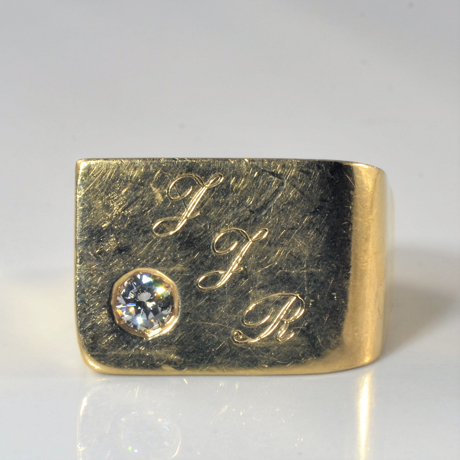Flush Set Initial 'JJR' Signet Ring | 0.40ct | SZ 11.75 |
