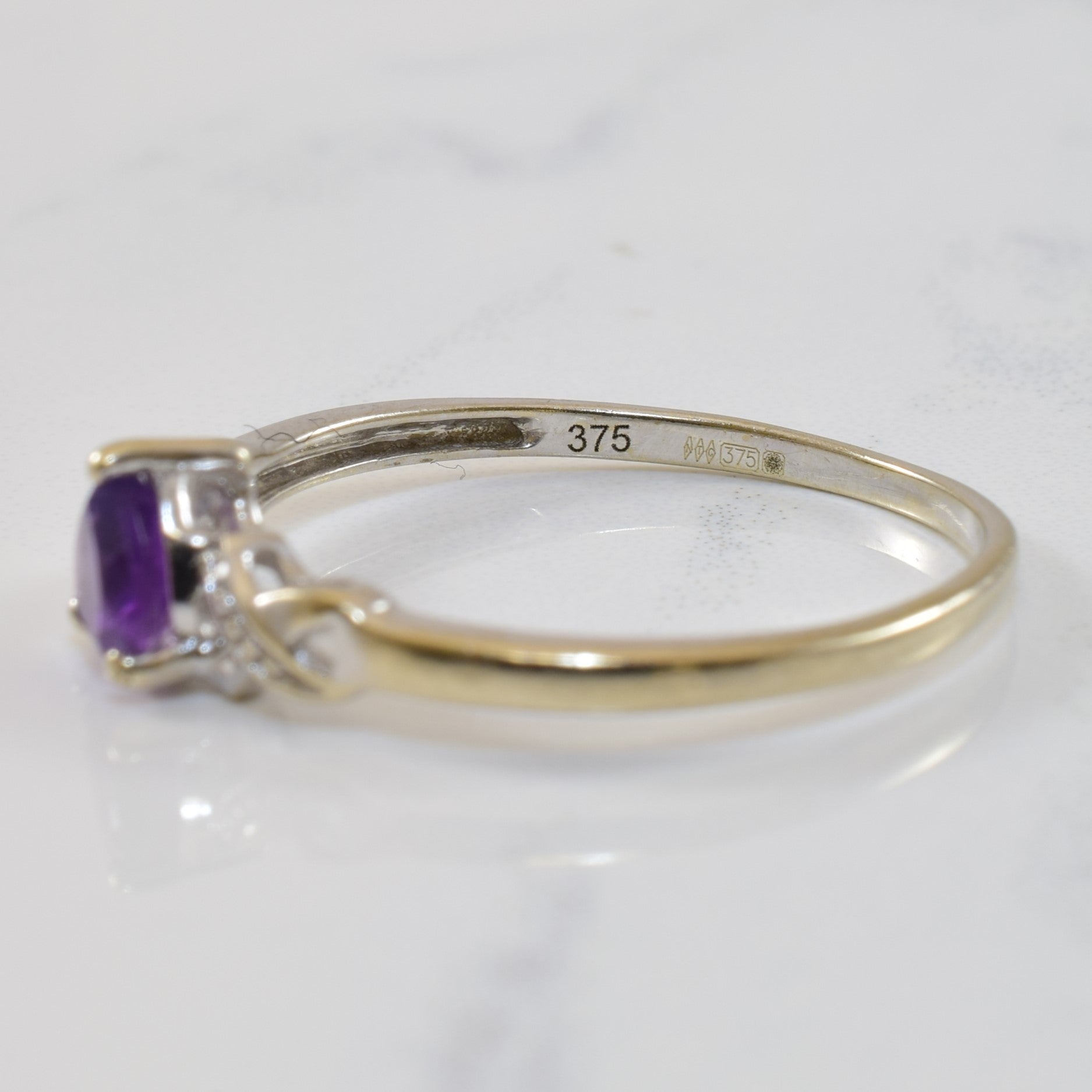 Heart Cut Amethyst & Diamond Bypass Ring | 0.40ct, 0.01ctw | SZ 9 |