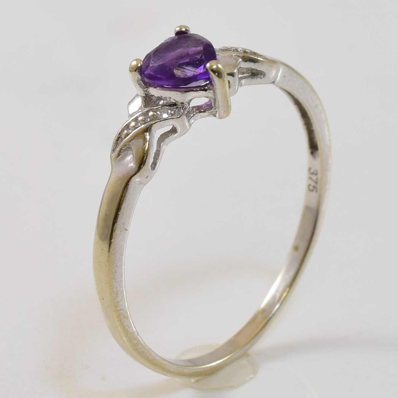 Heart Cut Amethyst & Diamond Bypass Ring | 0.40ct, 0.01ctw | SZ 9 |