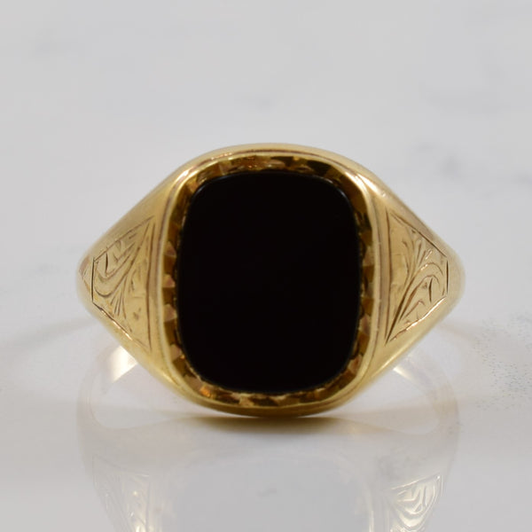 1980s Black Onyx Signet Ring | 2.50ct | SZ 10.75 |