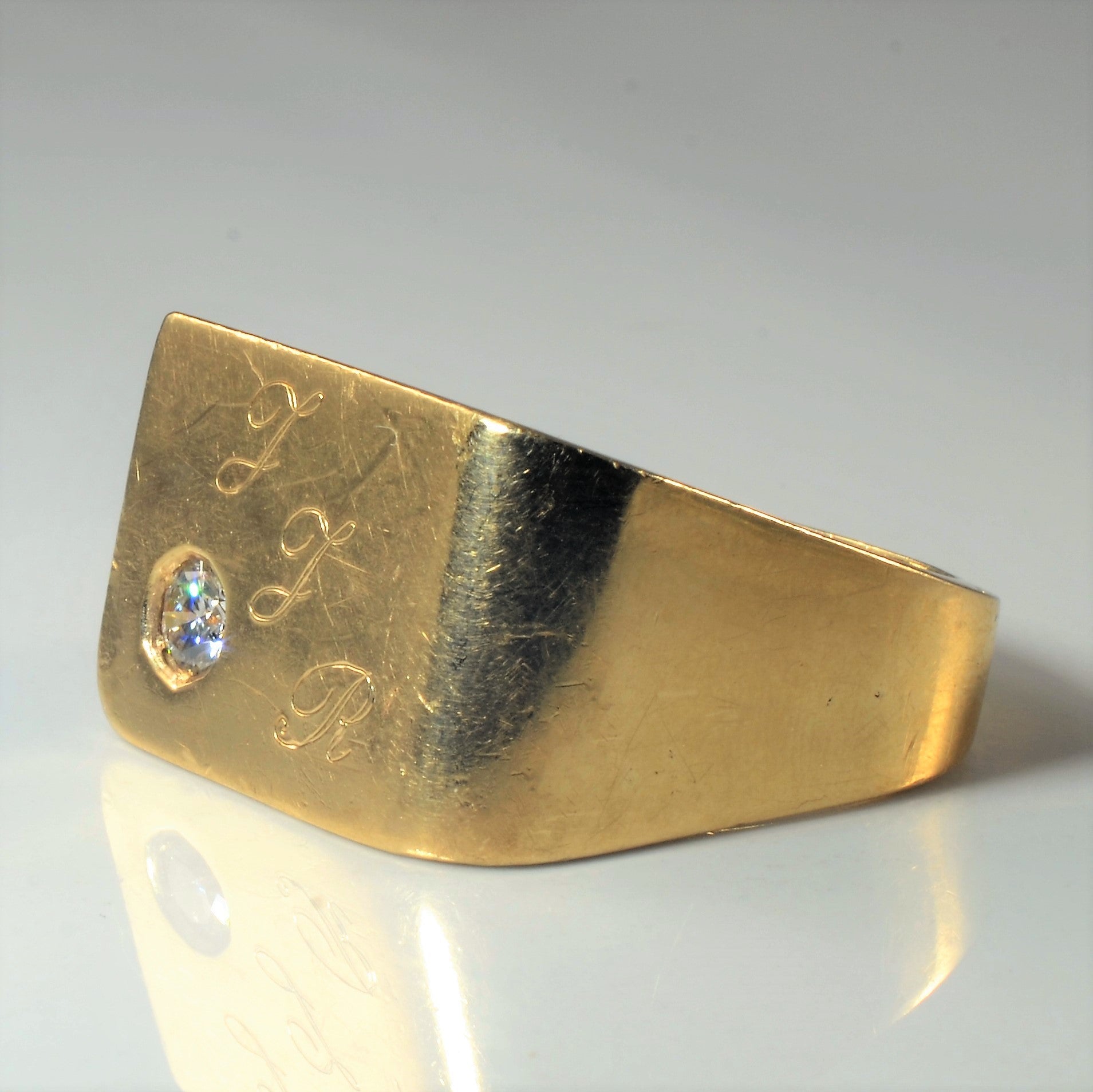 Flush Set Initial 'JJR' Signet Ring | 0.40ct | SZ 11.75 |
